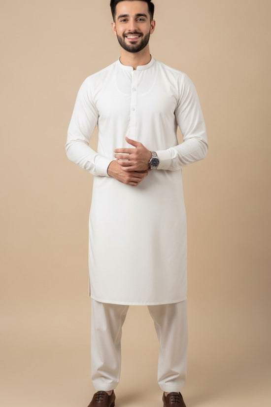Premium look Khaddar karandi Winter collections - Pearl White