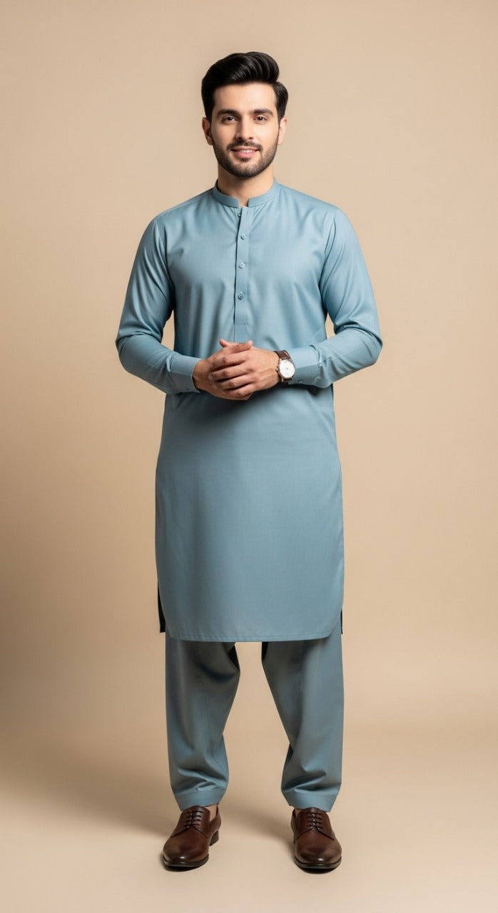 Premium look Khaddar karandi Winter collections - Cadet Blue