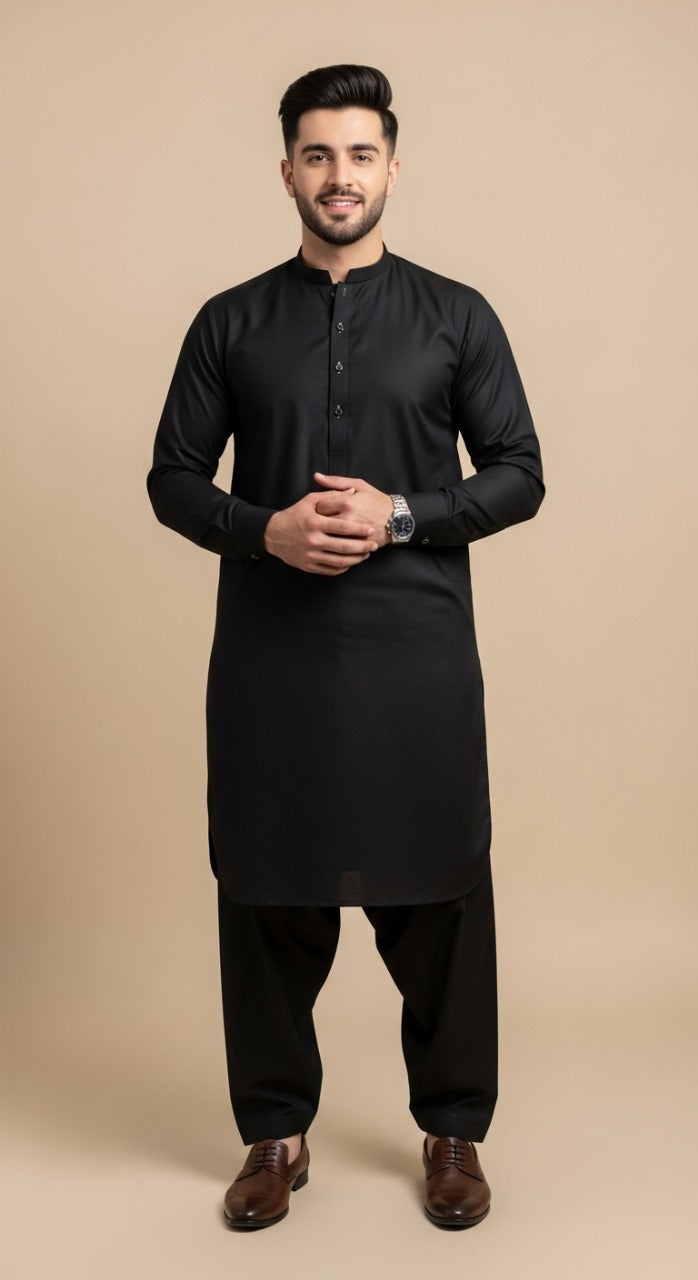 Unstitched Premium Fabric for the Modern Man - Jet black