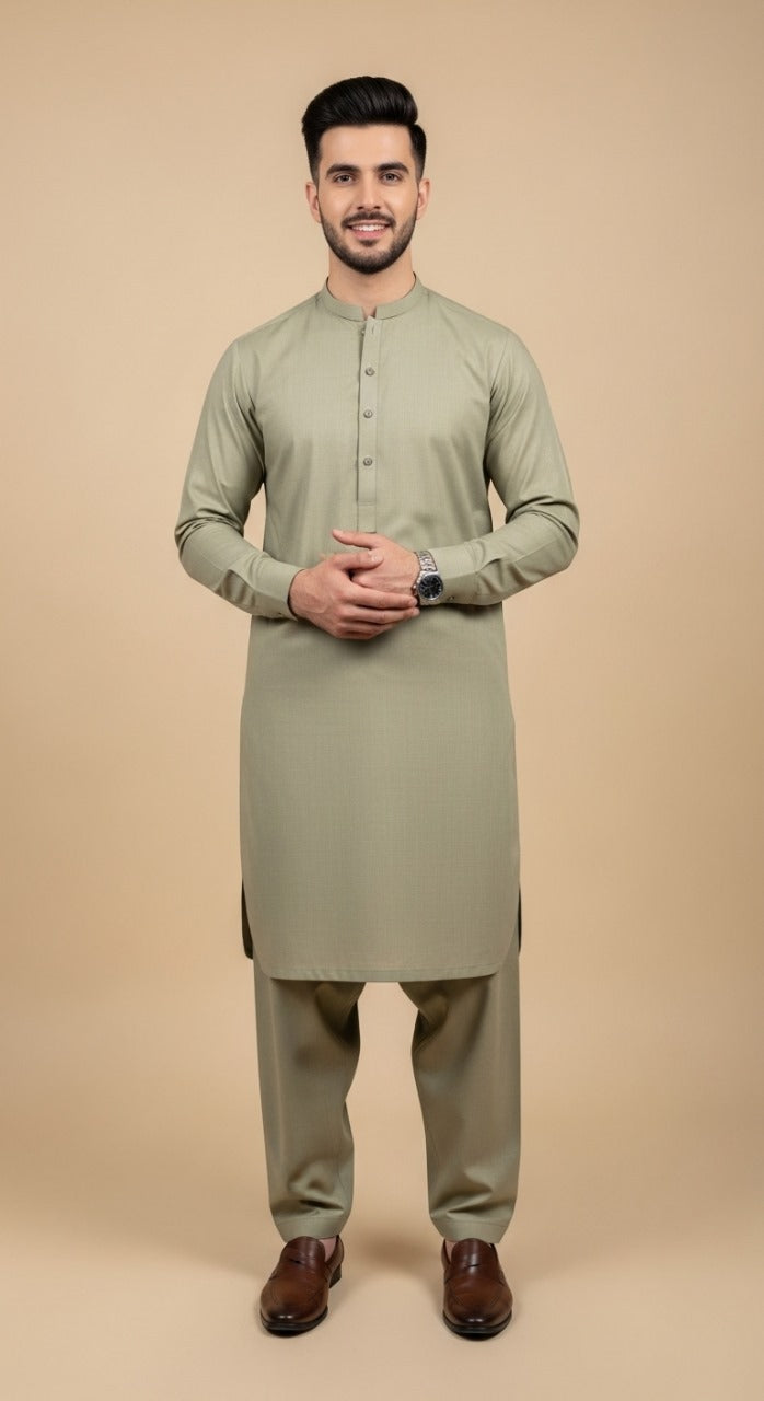 Premium look Khaddar karandi Winter collections - Lite Pistachio