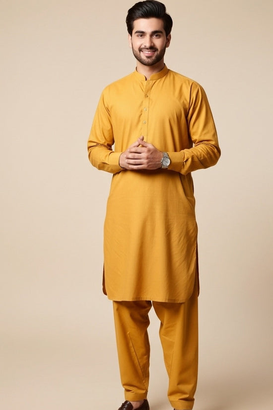 Unstitched Premium Fabric for the Modern Man - Golden Yellow