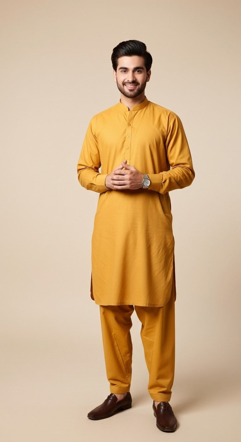 Unstitched Premium Fabric for the Modern Man - Golden Yellow