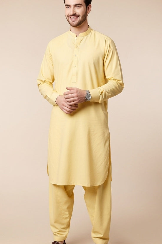 Unstitched Premium Fabric for the Modern Man - Cream Yellow