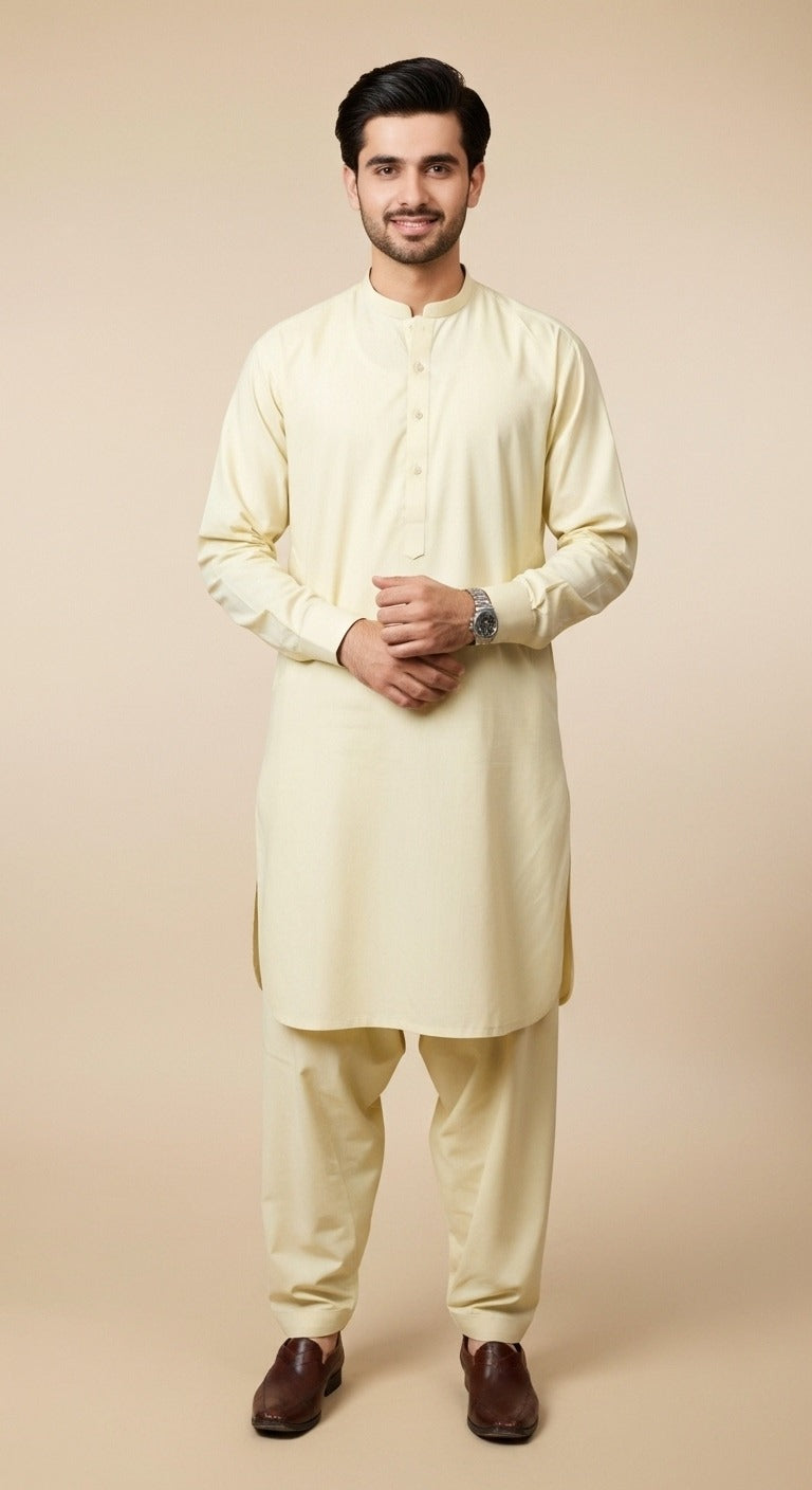 Unstitched Premium Fabric for the Modern Man - Pale Cream