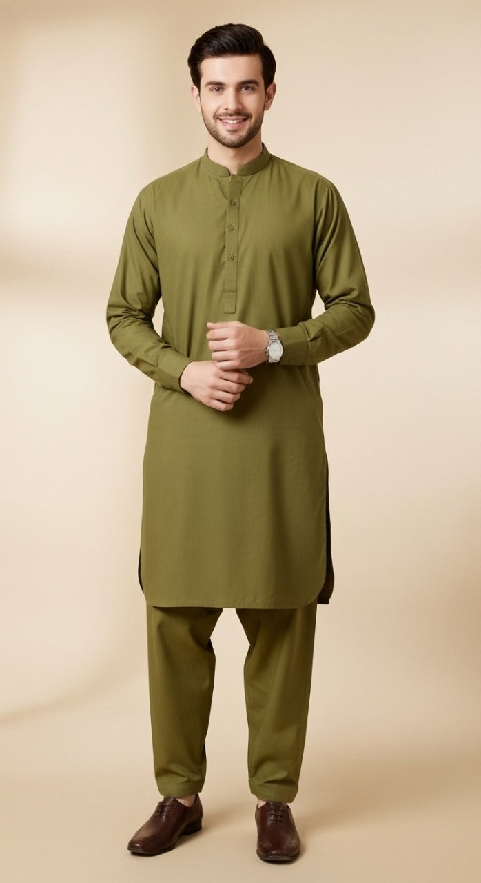 Unstitched Premium Fabric for the Modern Man - Olive Green