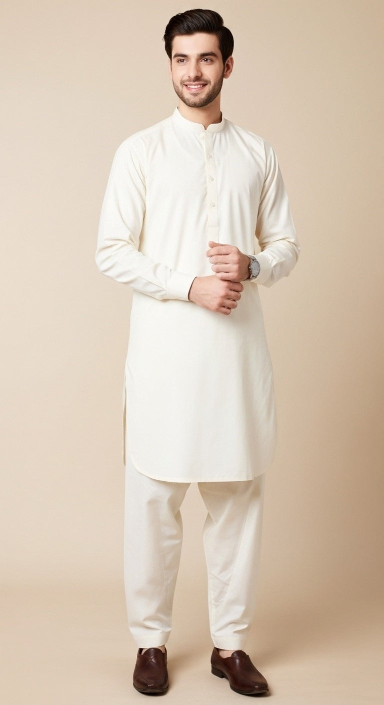 Unstitched Premium Fabric for the Modern Man - OFF White