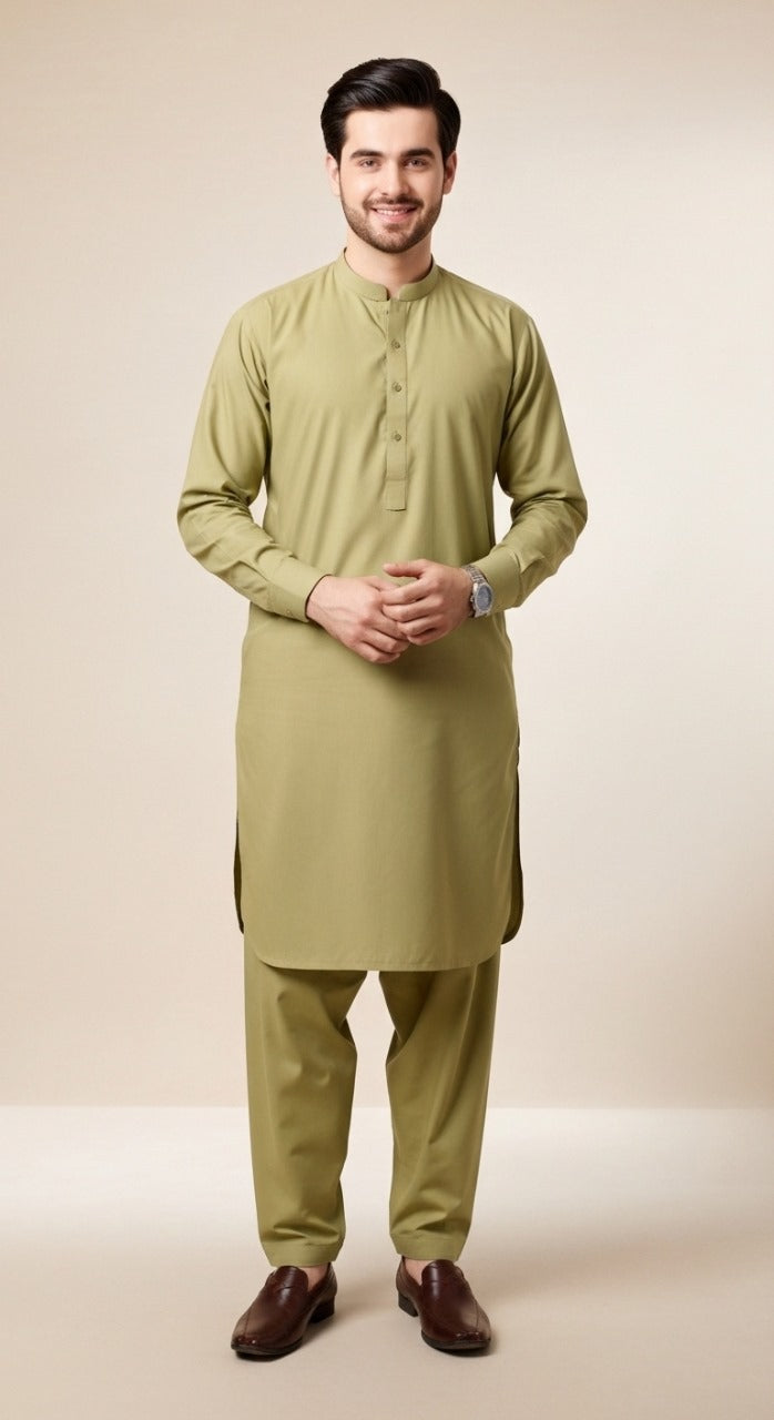 Unstitched Premium Fabric for the Modern Man - light olive green