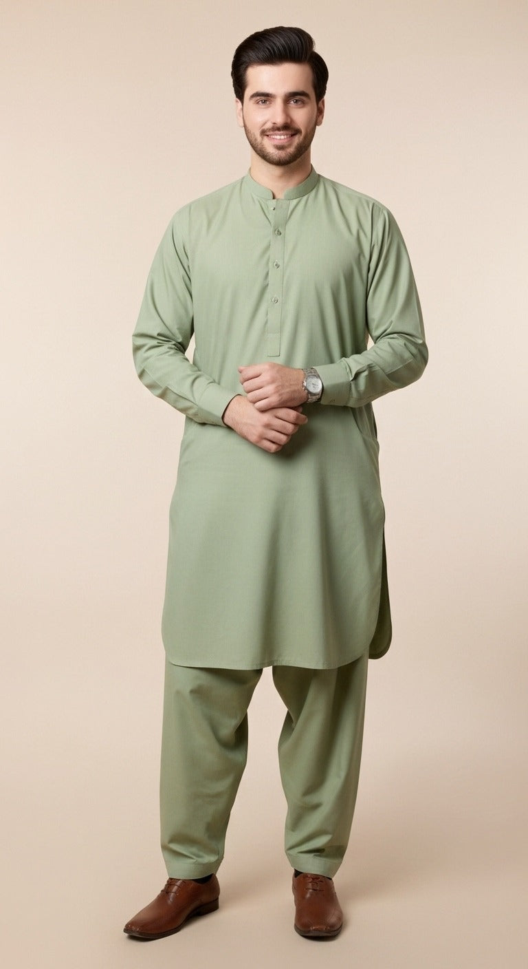 Unstitched Premium Fabric for the Modern Man - Pista Green