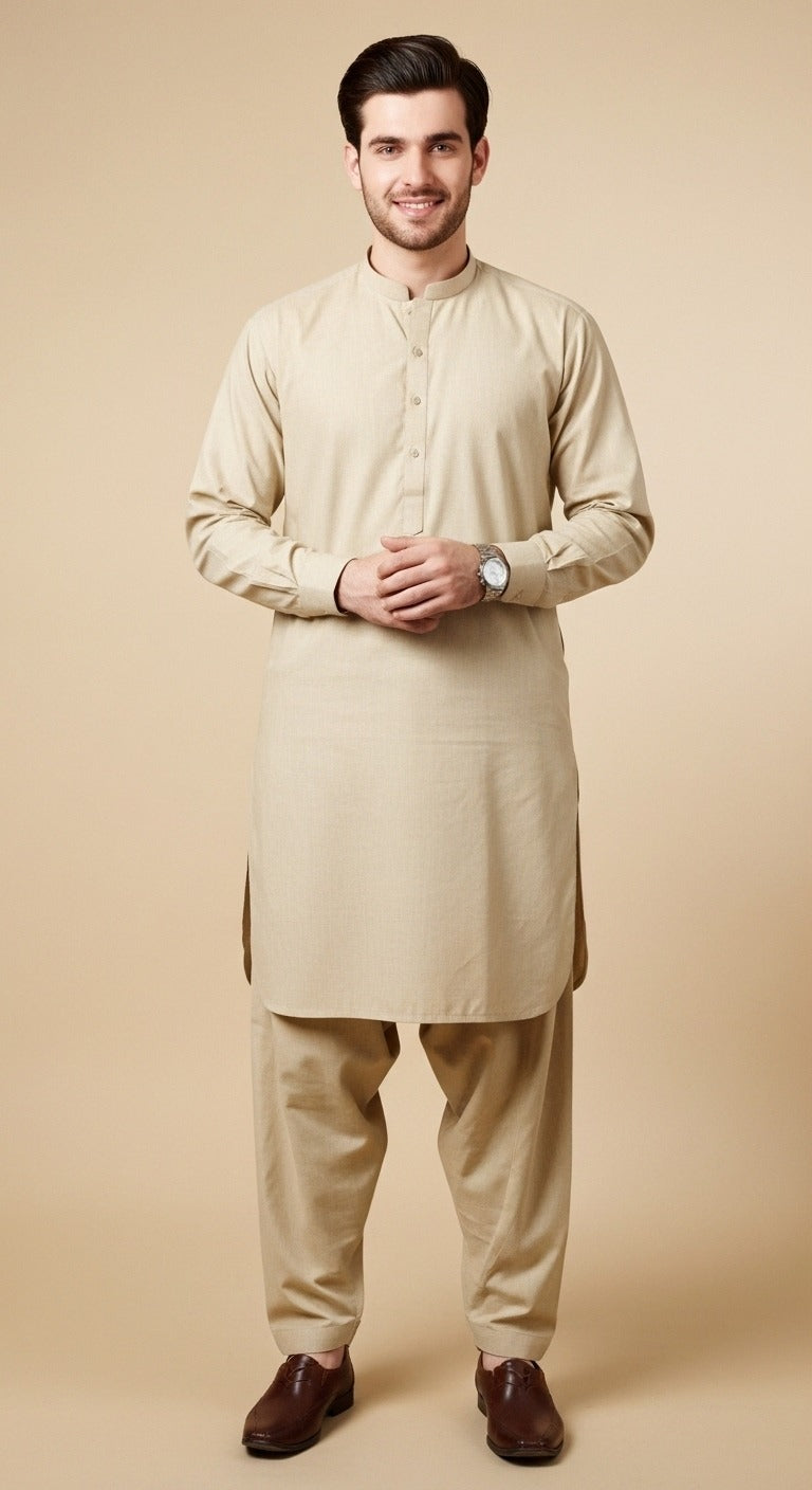 Premium look Khaddar karandi Winter collections - Bone