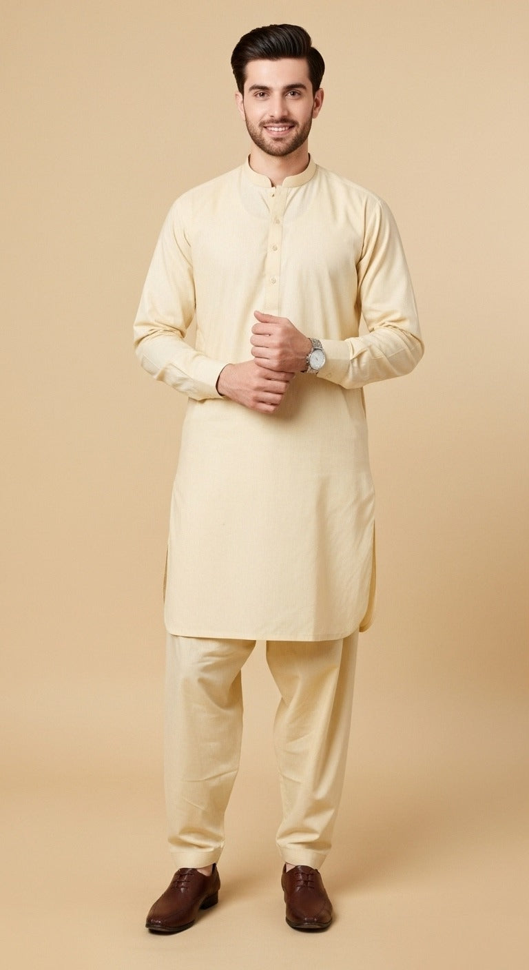 Premium look Khaddar karandi Winter collections - Rich Cream